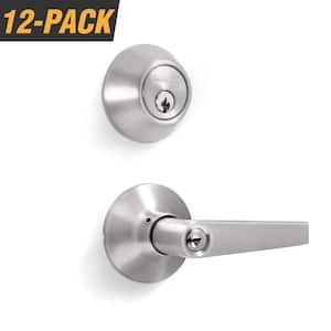 Stainless Steel Entry Door Handle Combo Lock Set with Deadbolt and 48 KW1 Keys Total (12-Pack, Keyed Alike)