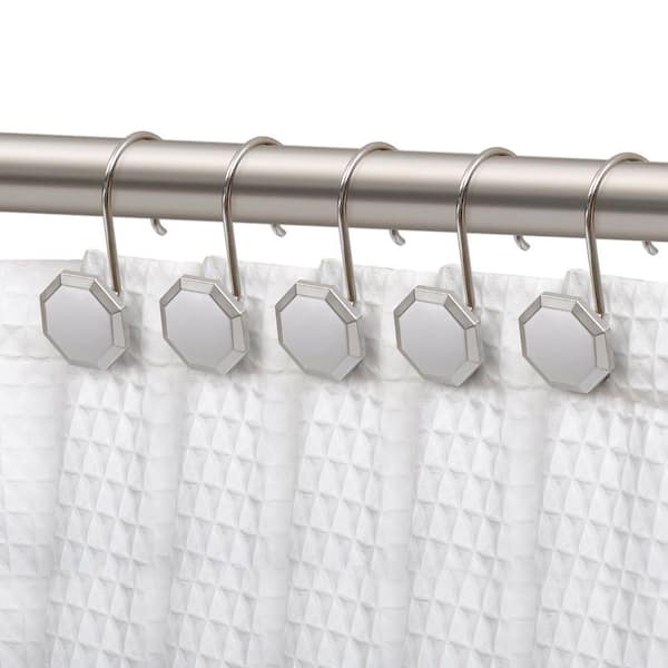 Rustproof Zinc Shower Curtain Rings/Hooks for Bathroom, Curtains, Kitchen & Clothing etc-Set of 12, Brushed Nickel