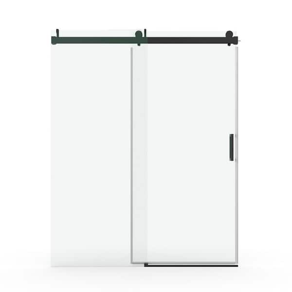 RAINLEX 68 in. to 72 in. W x 76 in. H Sliding Frameless Shower Door in Matte Black Finish with Tempered Glass
