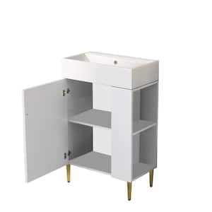21.6 in. W x 12.2 in. D x 33.9 in. H Freestanding Bath Vanity in White with Single Sink Top and Right Side Storge