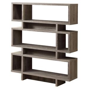 55 in. Dark Taupe with 6-Shelves Composite Bookcase