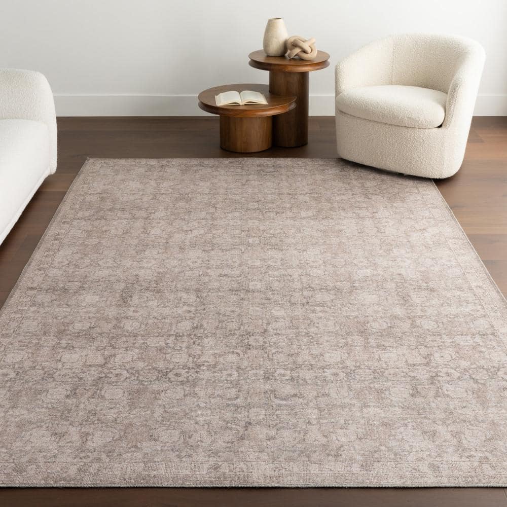 Delphi Dark Beige Rectangular Synthetic Area Rug, 6' 7" x 9'