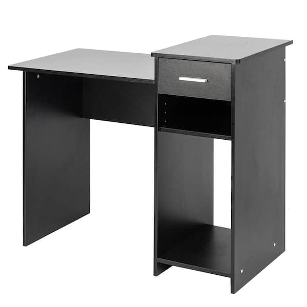 Karl home High-quality 41.7 in. Integrated Melamine Board Black Computer Desk with Drawer