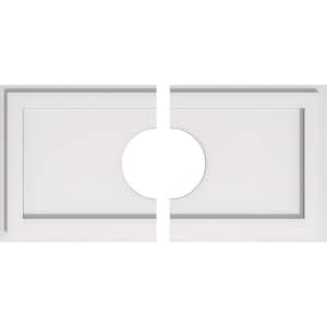 22 in. x 11 in. x 1 in. Rectangle Architectural Grade PVC Contemporary Ceiling Medallion (2-Piece)