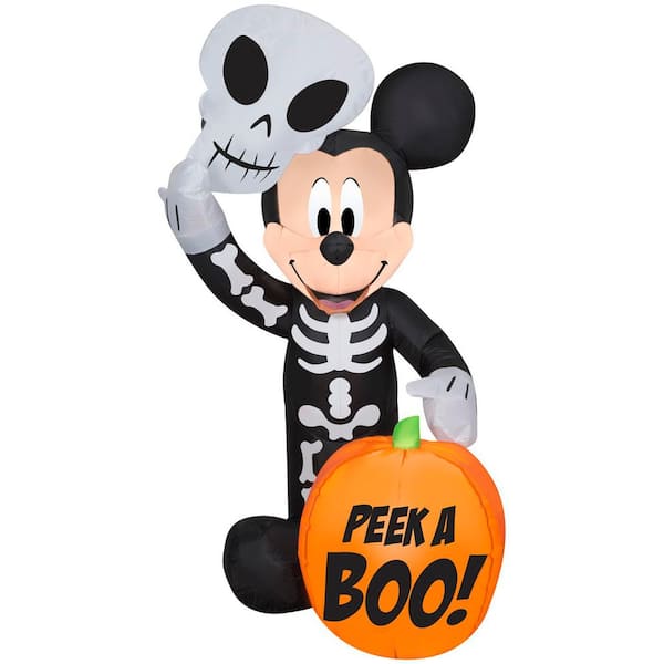 4 ft Halloween Inflatable Mickey Mouse in Skeleton Costume with Pumpkin Halloween Inflatable
