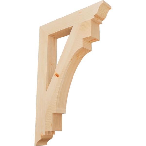 Ekena Millwork 3.5 in. x 36 in. x 24 in. Douglas Fir Merced Traditional Smooth Bracket