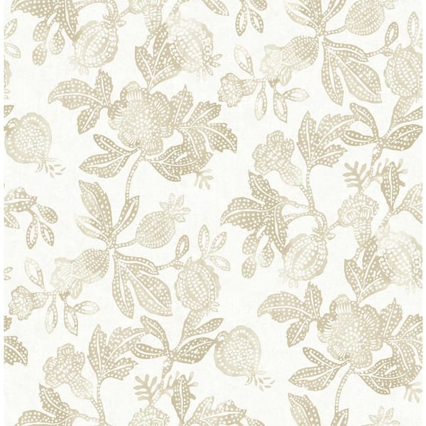 A-Street Prints Beach Rose White Champagne Floral Fruits Wallpaper