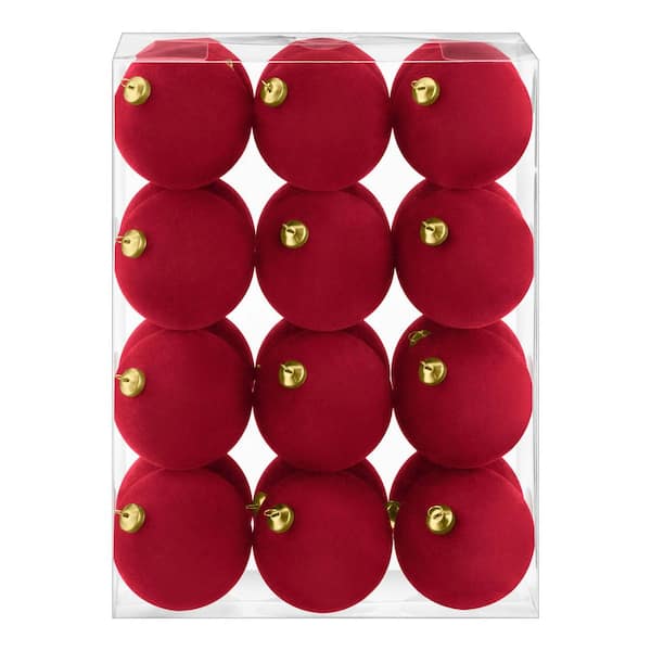24-Piece Red Velvet Shatter-Resistant Ornaments