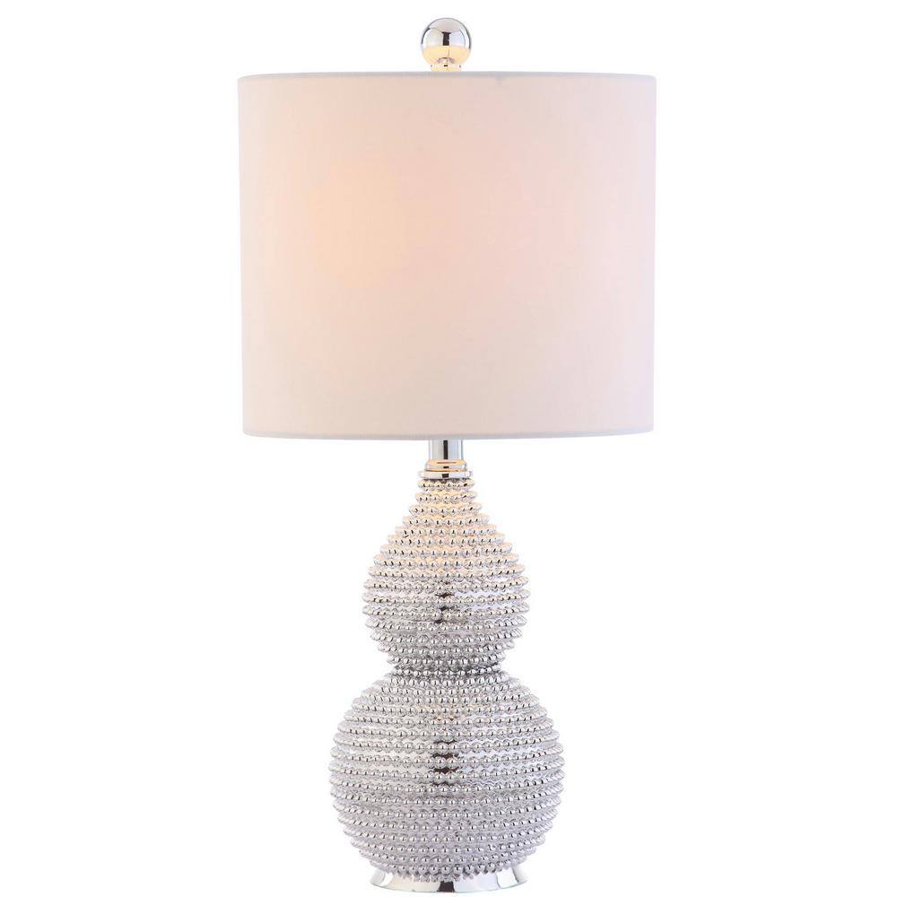 Clarabel Silver 20-Inch Table Lamp with Off-White Shade