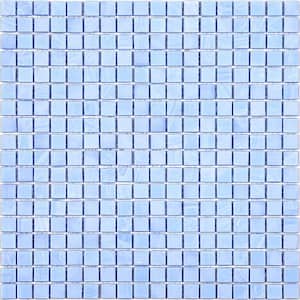 Skosh 11.6 in. x 11.6 in. Glossy Columbia Blue Glass Mosaic Wall and Floor Tile (18.69 sq. ft./case) (20-pack)