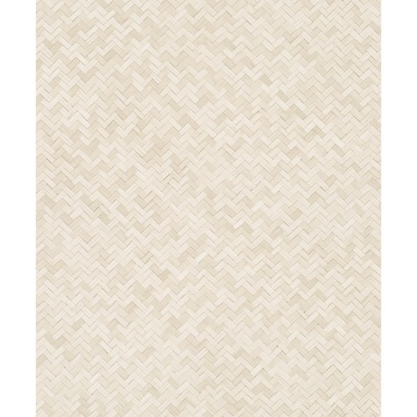 Unbranded Woven Rattan Light Beige Matte Finish Vinyl on Non-Woven Non-Pasted Wallpaper Roll