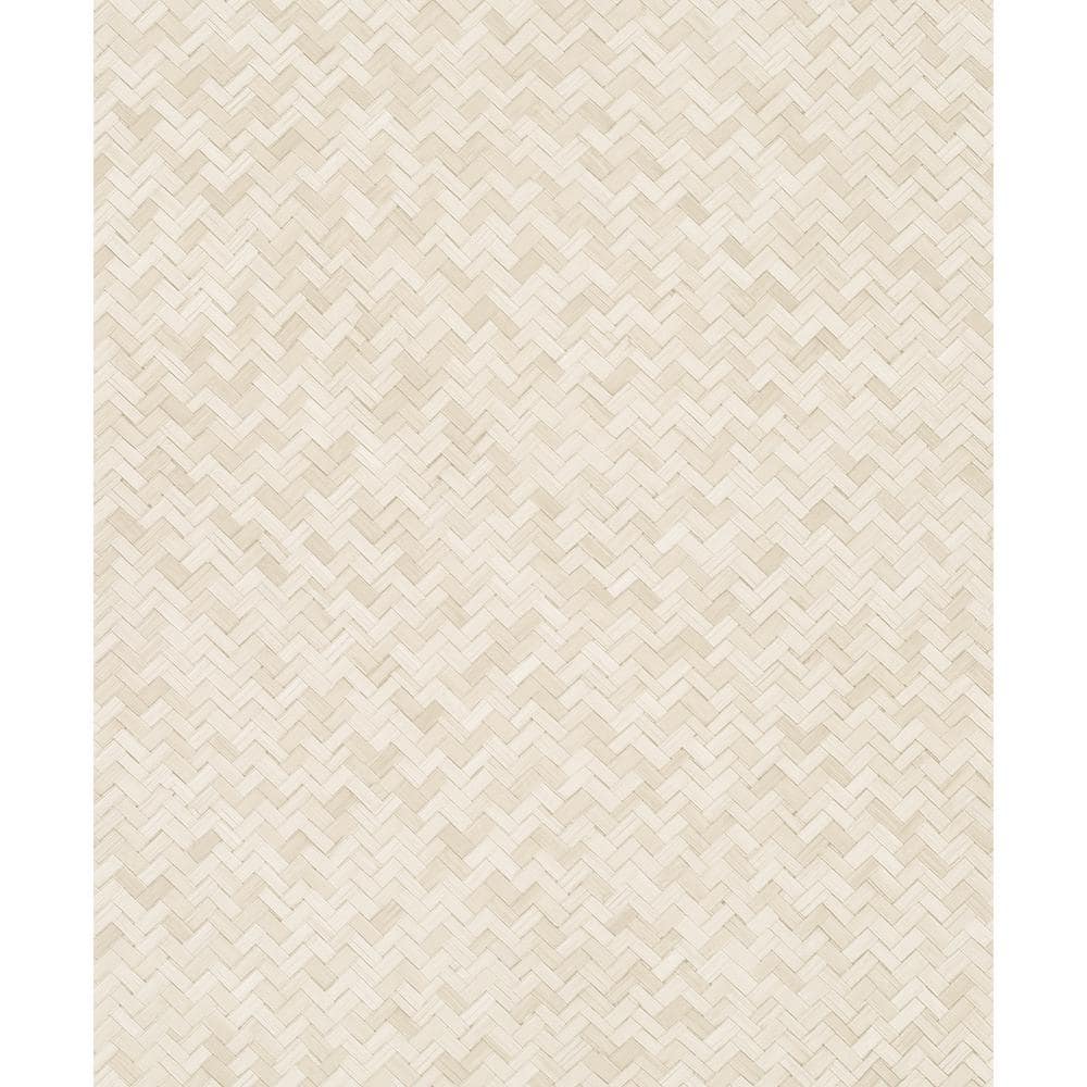 Woven Rattan Light Beige Matte Finish Vinyl on Non-Woven Non-Pasted Wallpap