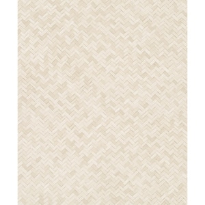 Woven Rattan Light Beige Matte Finish Vinyl on Non-Woven Non-Pasted Wallpaper Sample