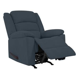 Rocker Caribbean Blue Plush Low-Pile Velour Recliner Chair