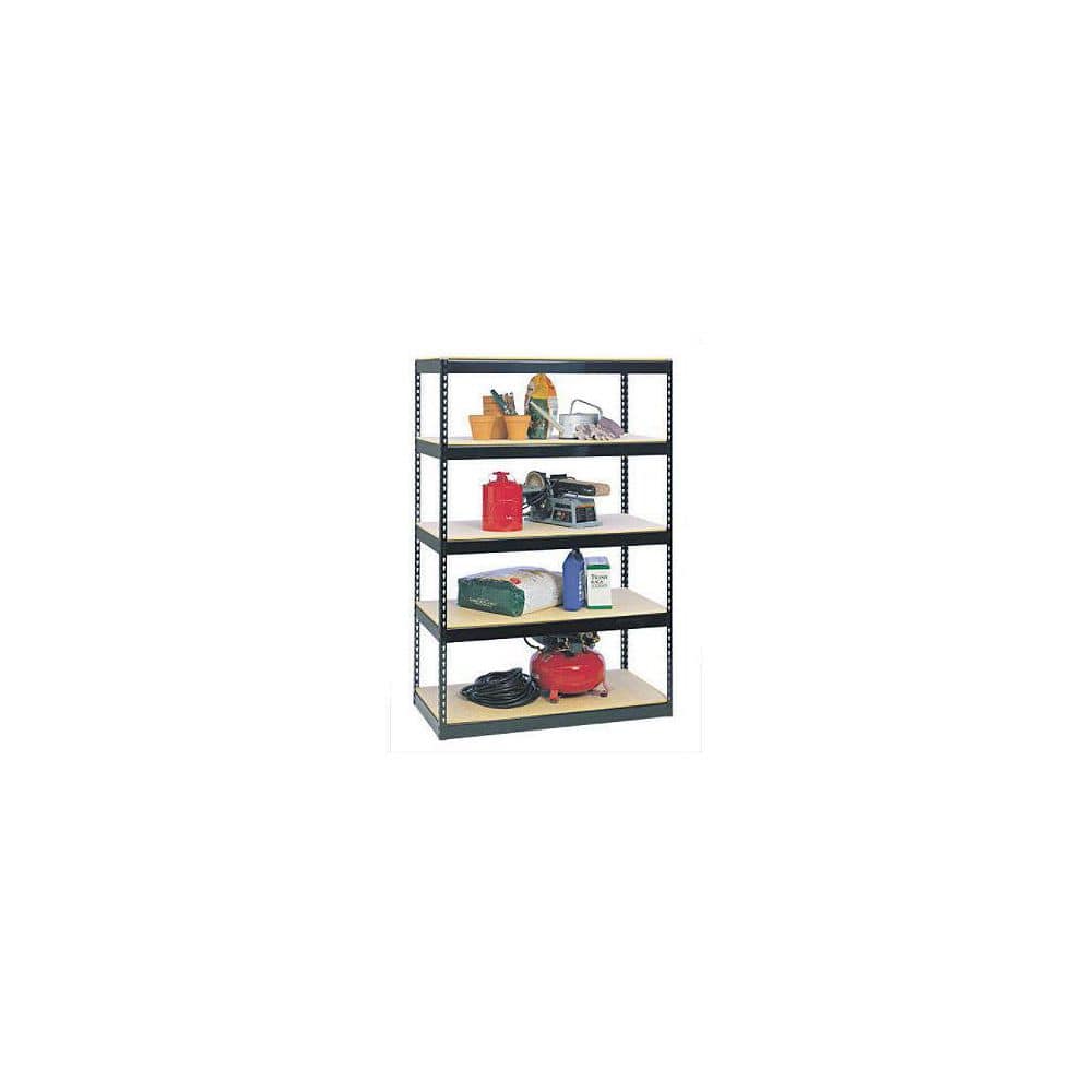 Adjustable Black and Wooden 5-Tier Steel Storage Rack