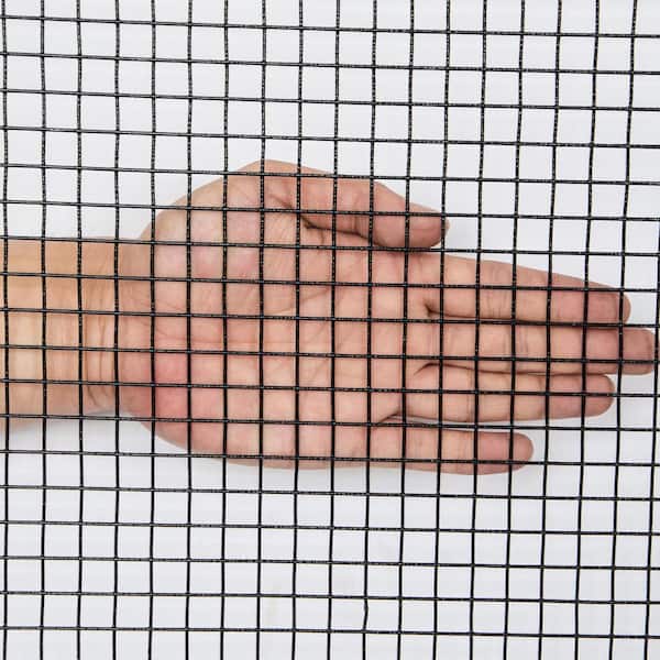 WELLFOR 4 ft. H x 50 ft. W Galvanized Iron 19-Gauge Chain Link Fabric Roll in Black