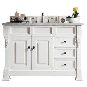 Brookfield 48 in. W x 23.5 in. D x 34.3 in. H Bath Vanity in Bright White with Marble Vanity Top in Carrara White