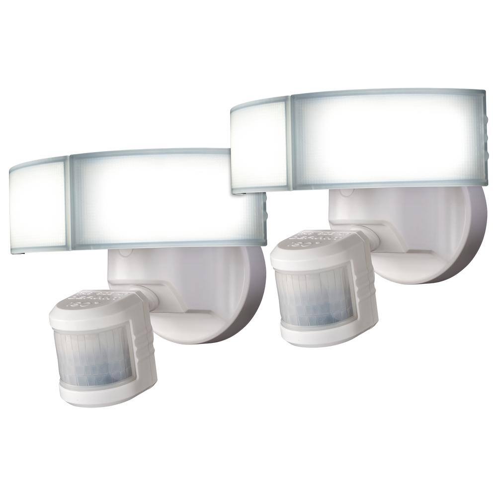 Defiant 180 Degree White Led Motion Sensing Outdoor Security Flood Light 2 Pack Dfi 5983 Wh 2 The Home Depot