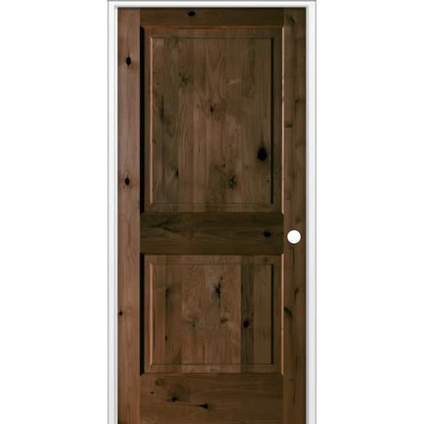 Krosswood Doors 36 in. x 80 in. Rustic Knotty Alder 2 Panel Square