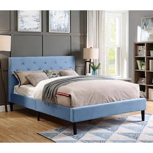 Jukes Light Blue Queen Flannelette Upholstered Bed