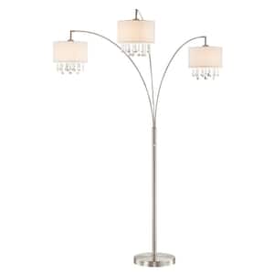Lumiere IV 80 in. LED Crystal Arc Satin Nickel Floor Lamp/Dimmer
