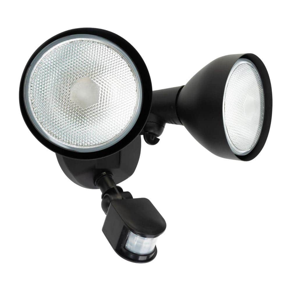 Motion Sensing 300W Equivalent IP65 Black Outdoor Flood Light Dusk to Dawn PAR38 Bulb Compatible 2 Head price history on PriceWatchPro