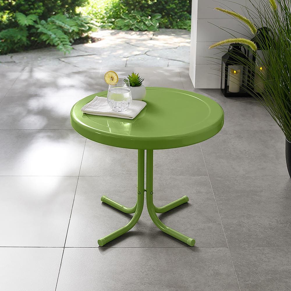 Pastel Green Retro Metal Outdoor Side Table