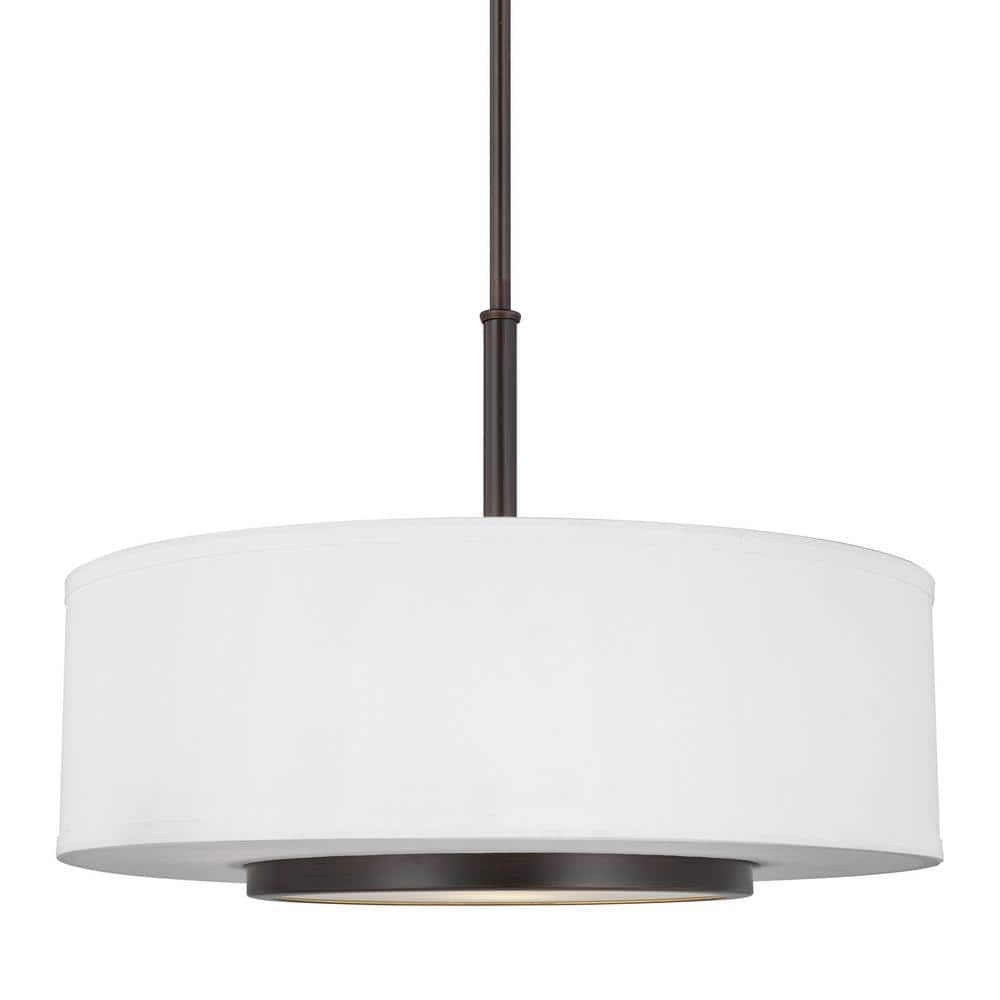 Nance Bronze 3-Light Pendant with Satin Etched Glass Shade