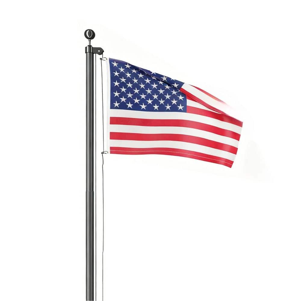 16 ft. Black Heavy Duty Flagpole Extra Thick Aluminum Flagpole Kit for Outside House In Ground with 3*5 Flag price history on PriceWatchPro