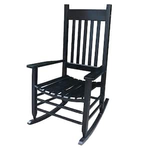 Black Populus Wood Outdoor Rocking Chair Porch Rocker Armchair with High Back for Fire Pit for Patio Deck Garden Indoor