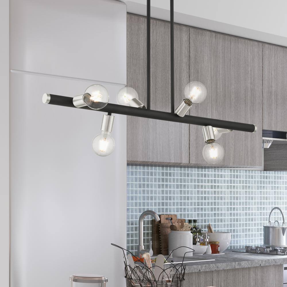 Bannister 6-Light Black and Nickel Linear Chandelier
