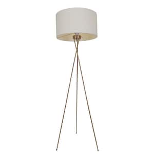 Meela 63 in. 1-Light Indoor Brass Tripod Floor Lamp