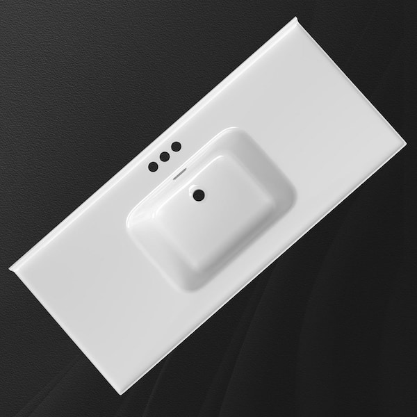 Zeafive 49 in. W x 22 in. D Solid Surface Rectangular White Single