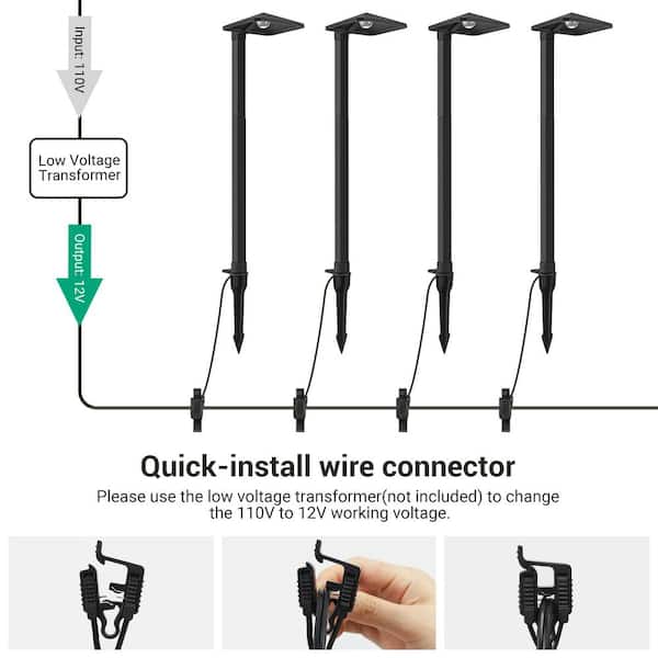 20-Watt Equivalent Low Voltage Black Integrated LED Waterproof Path Light Kit (4-Pack)