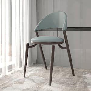 Venice Upholstered Leather Modern Dining Chair with Metal Legs in Black (set of 2) Light Grey