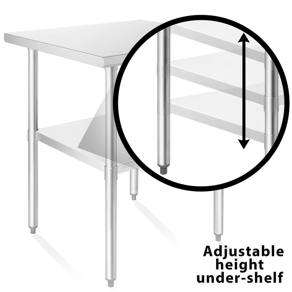 AmGood 30" x 30" Stainless Steel Utility Work Table with Galvanized Shelf