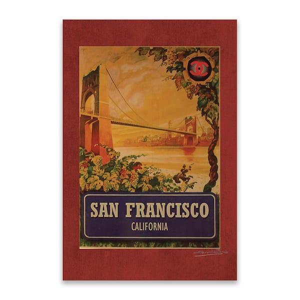 VENICE BEACH Collections Vintage Designer San Francisco Bridge by Fairchild Paris 1-Piece Unframed Abstract Poster Art Print 20 in. x 30 in.