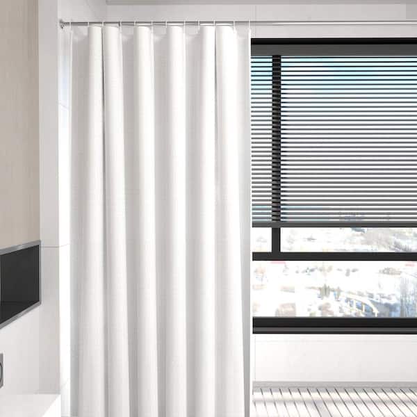 Shower Curtain 71" X 71" Waffle Textured Shower Curtain for Bathroom Polyester Bath Curtain with 12 Plastic Hooks, White