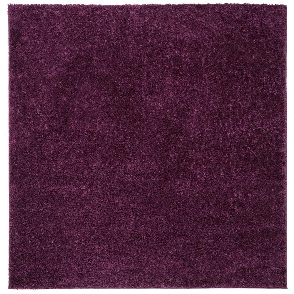 Purple 3' x 3' Square Shag Rug with Synthetic Fibers