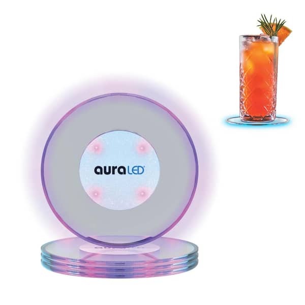 Aura Circular LED Lighted Coasters (4-Pack)