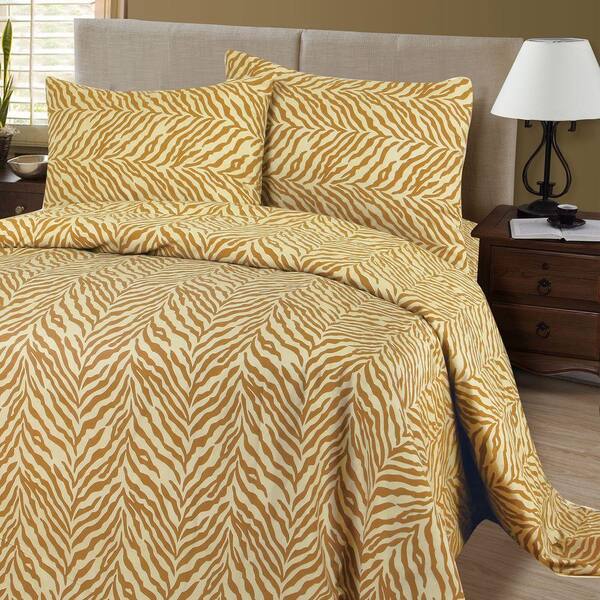 Lavish Home 4-Piece Tiger Solid 75 Thread Count Polyester Queen Sheet Set