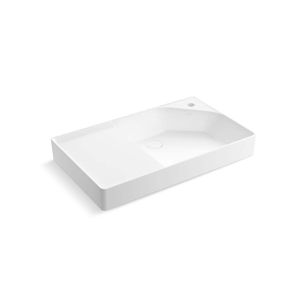 White Ceramic Wall-Mount Vanity Top with Integrated Sink