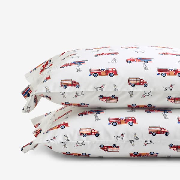 Company Kids by The Company Store Company Kids Fireman's Best Friend Multicolored Organic Cotton Percale Standard Pillowcase (Set of 2)