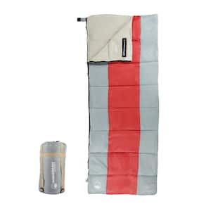 Lightweight Sleeping Bag with Carrying Bag and Compression Straps in Red/Gray