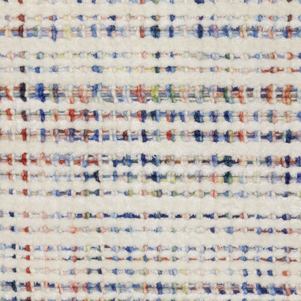 10 ft. x 13 ft. Ivory, Blue, Yellow Striped Washable Area Rug