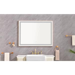 48 in. W x 36 in. H Rectangular Framed Wall Mounted LED Lighted Bathroom Vanity Mirror with High Lumen + Anti-Fog