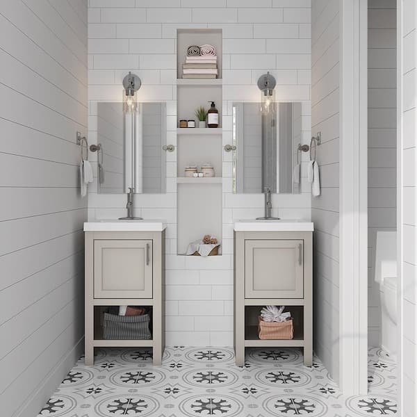 Spa 18.5 in. W x 16.25 in. D x 33.75 in. H Single Sink Bath Vanity in Dove Gray with White Cultured Marble Top