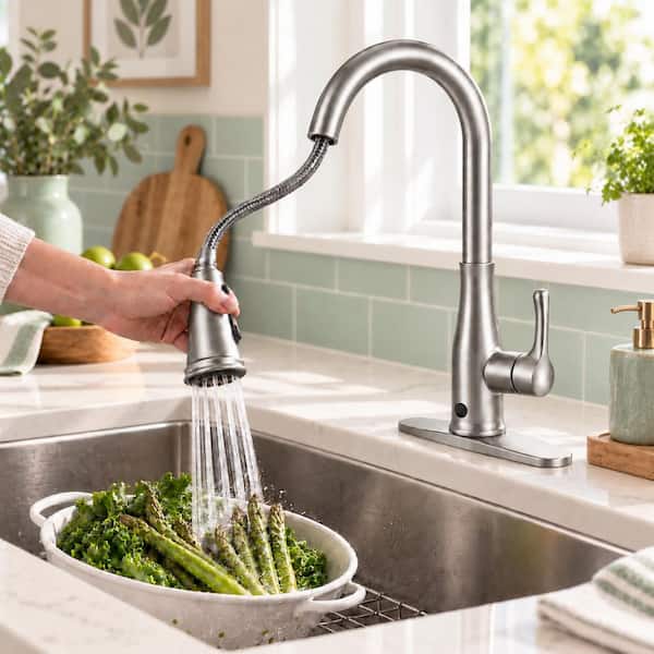 ANZZI 1-Handle Hands Free Touchless Pull Down Sprayer Kitchen