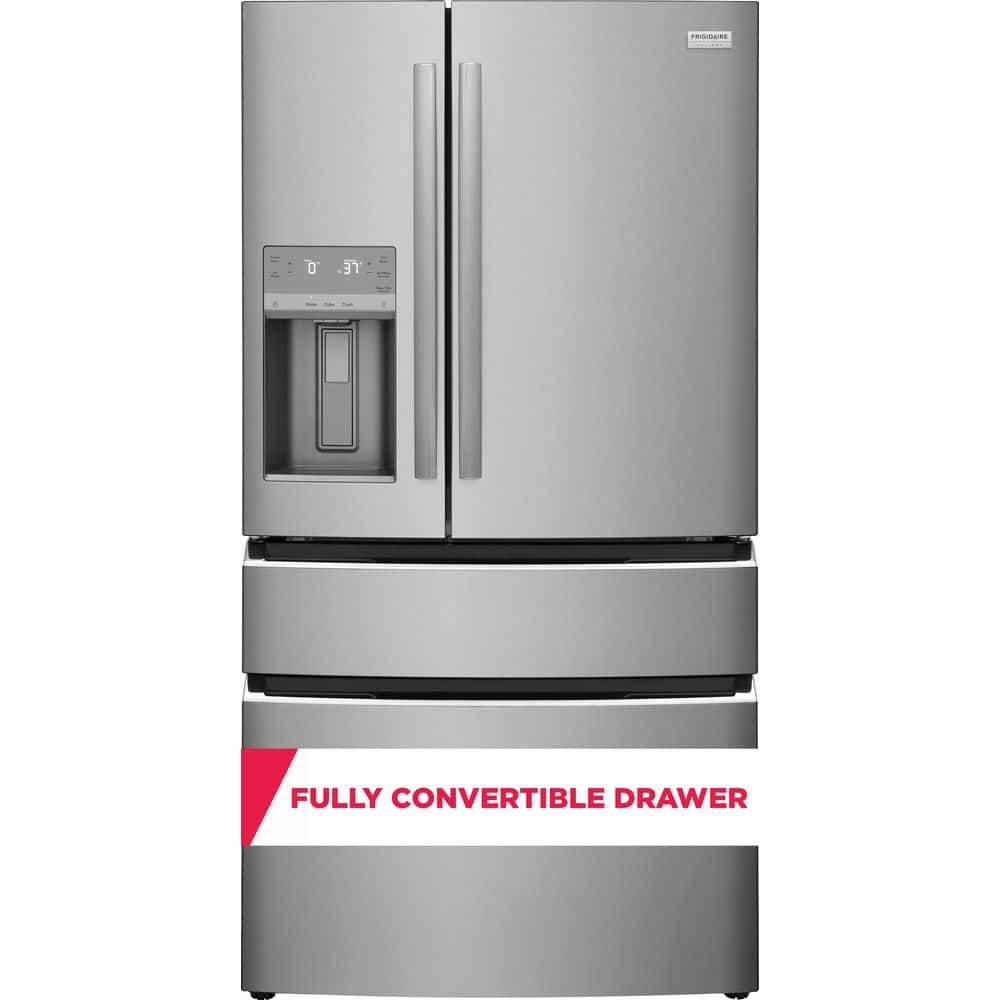 Gallery 36 in. 22 cu. ft. Counter-Depth 4-Door French Door Refrigerator in Smudge-Proof Stainless Steel