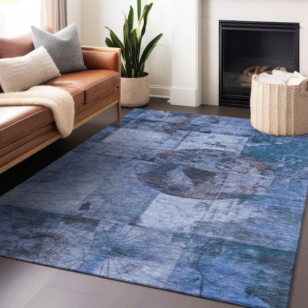 Chantille Machine Washable Indoor/Outdoor Abstract ACN1905 Blue 3 ft. x 4 ft. Area Rug